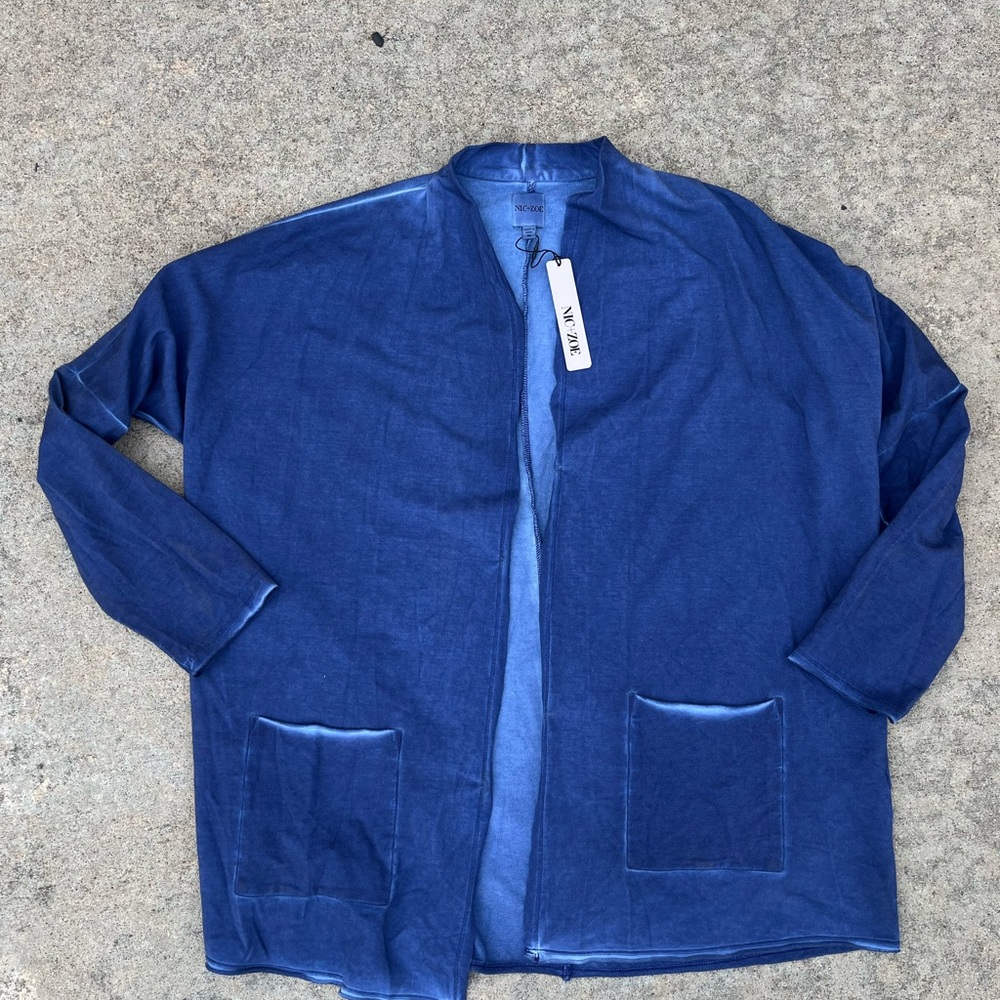 NIC+ZOE Deep Blue Cotton/Modal Cardigan